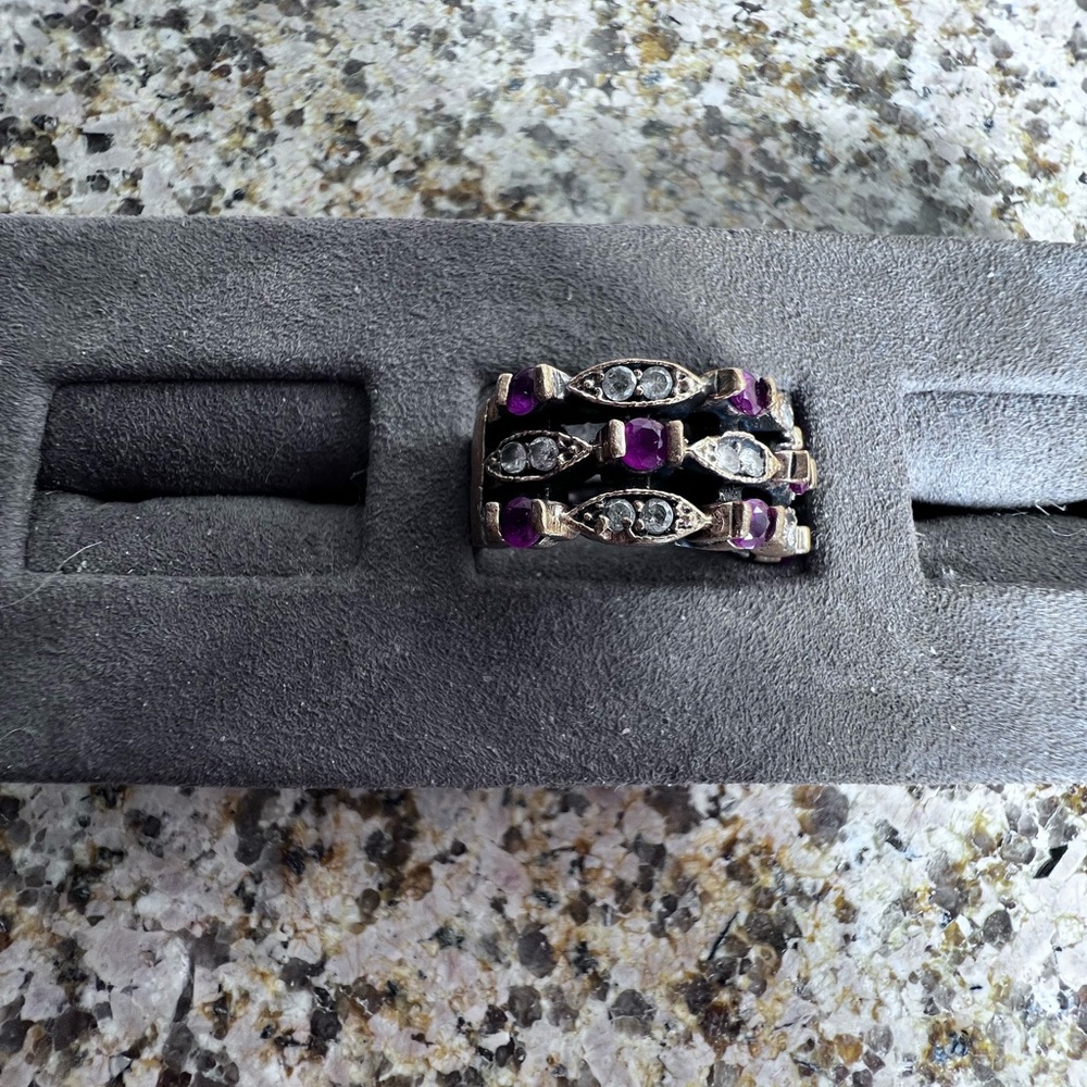 Elegant Purple and Silver Women's Ring